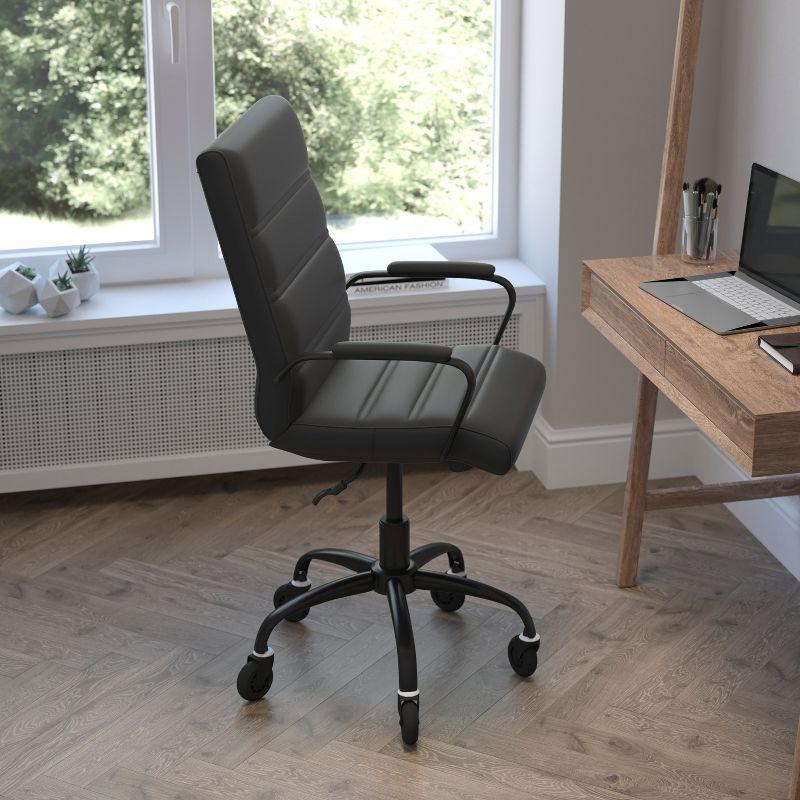 Flash Furniture Camilia Mid-Back Executive Swivel Office Chair with Arms, and Transparent Roller Wheels