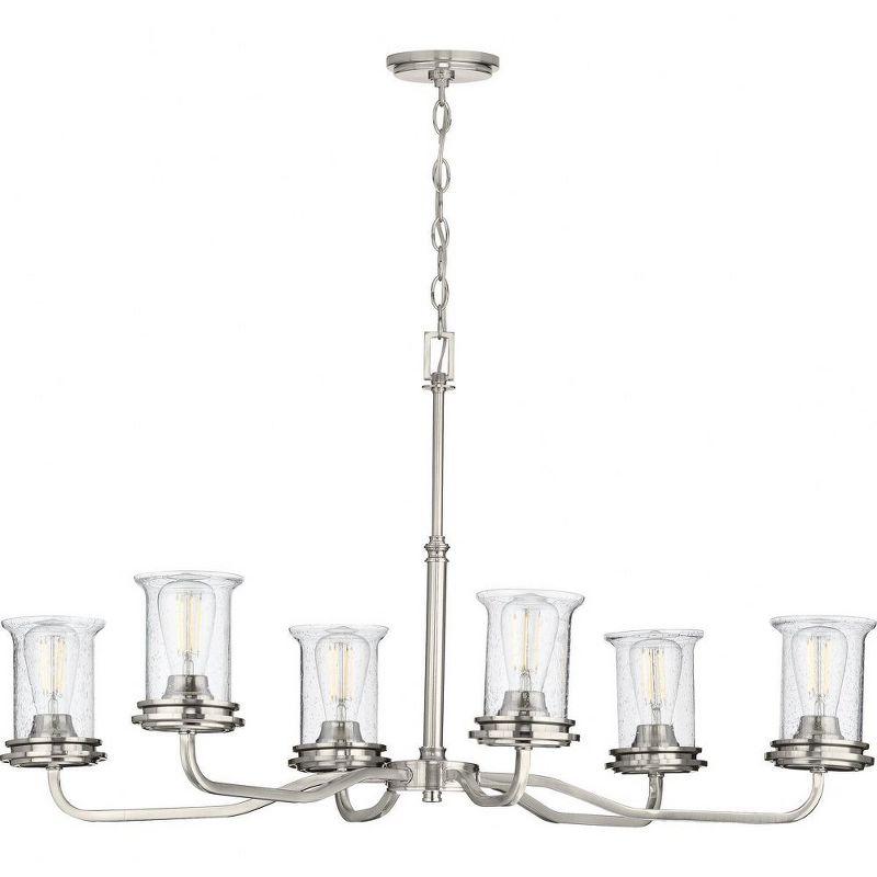 Progress Lighting Winslett 6-Light Chandelier, Brushed Nickel, Seeded Glass Shades
