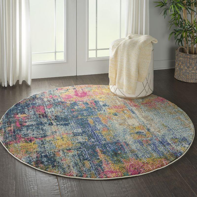 Blue Abstract Tufted Synthetic 5' x 7' Area Rug