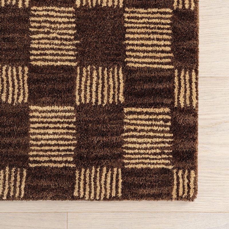Nuloom Quince Checkered Wool Area Rug, 4' x 6', Brown