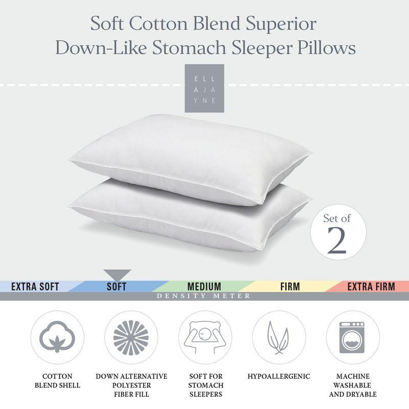 Superior Cotton Blend Superior Down-Like SOFT Stomach Sleeper Pillow (Set of 2)