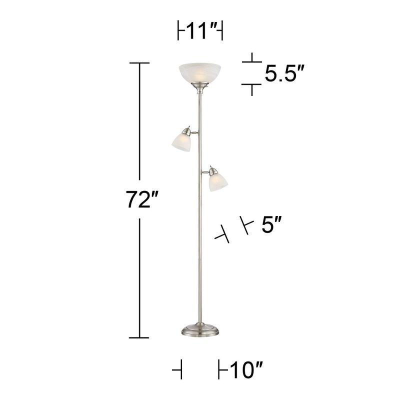 360 Lighting Ellery Modern Torchiere Floor Lamp with Side Lights 72" Tall Brushed Nickel Frosted White Glass Shade for Living Room Reading Bedroom