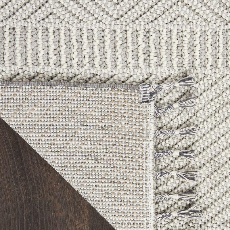 Nourison Elwood Contemporary Indoor Tassel Fringe Area Rug Grey/Ivory 2'2" x 8'2"