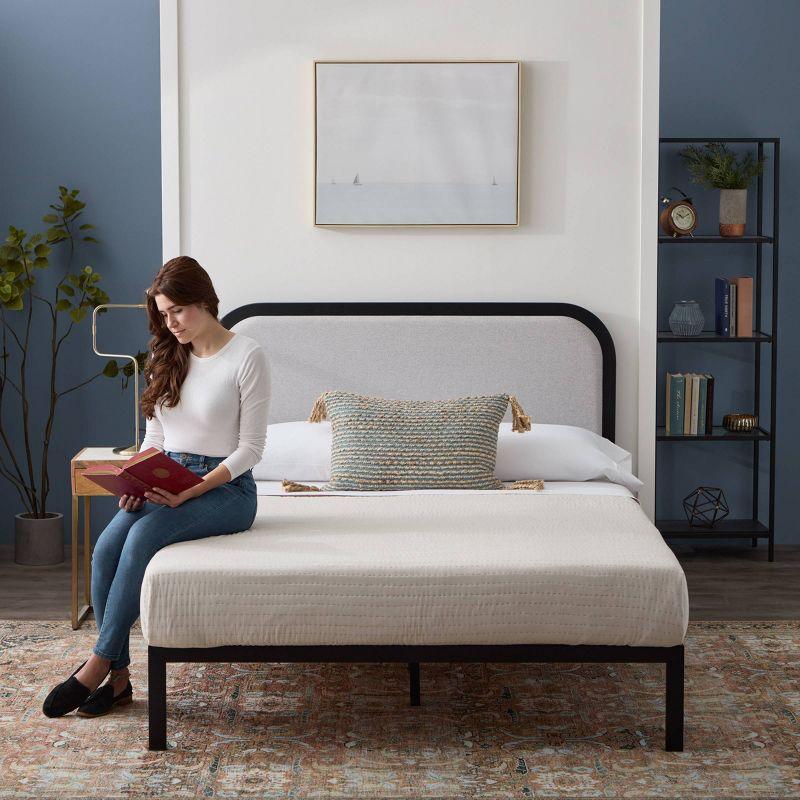 Brookside Metal Bed Frame with Rounded Upholstered Headboard