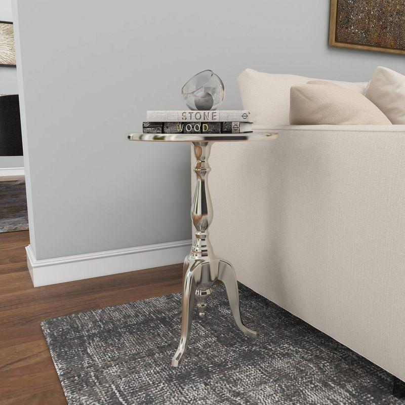 Metal Pedestal Table Silver - Olivia & May: Round Aluminum Side, Curved Legs, Traditional Style