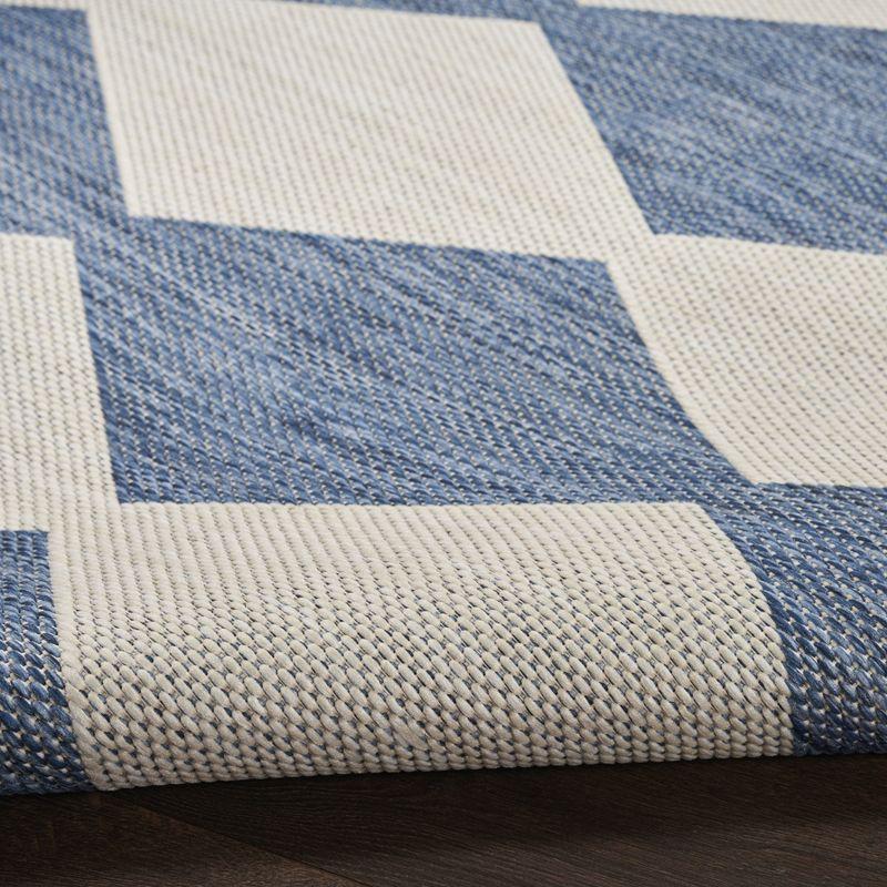 Nourison Positano Retro Diamond Flatweave Indoor Outdoor Low Pile Area Rug Navy Blue 6' x 9'