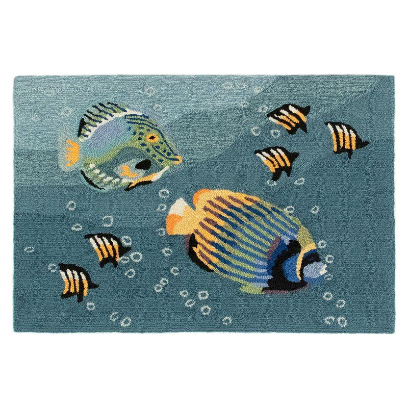 Aquatic Bliss Hand-Tufted Indoor/Outdoor Rectangular Blue Rug