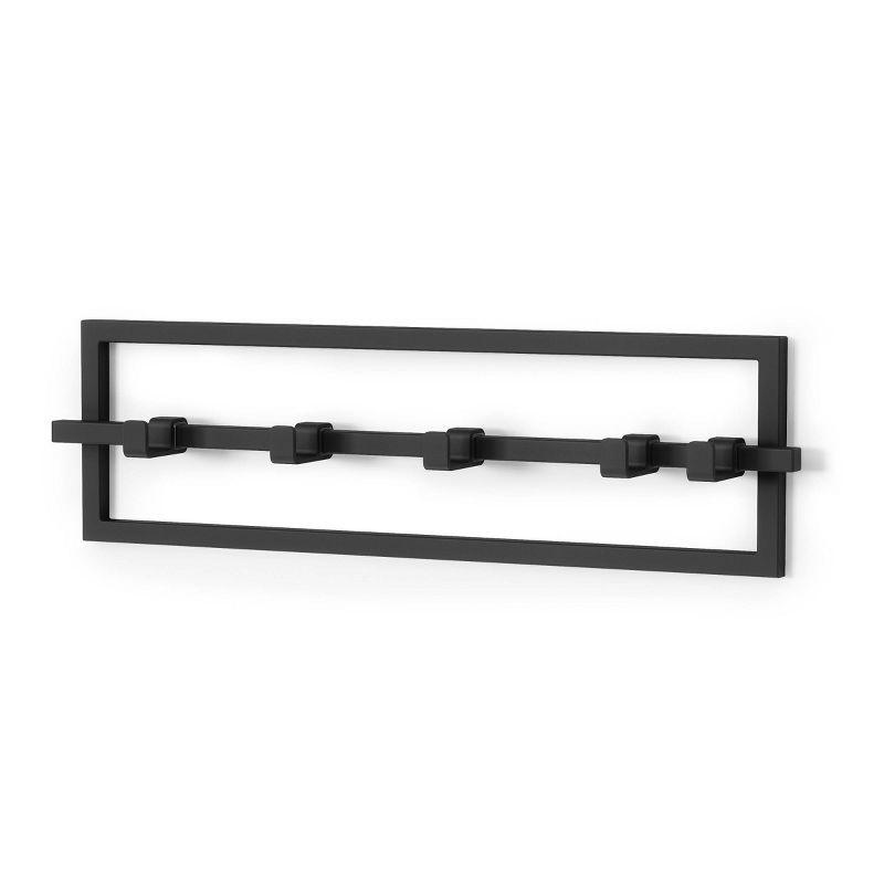 Black Steel Wall Hook with Movable Hooks