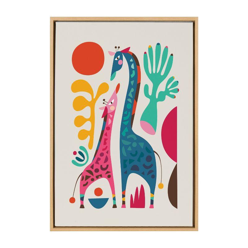 Sylvie Giraffe Love Framed Canvas by Rachel Lee of My Dream Wall - Kate & Laurel All Things Decor