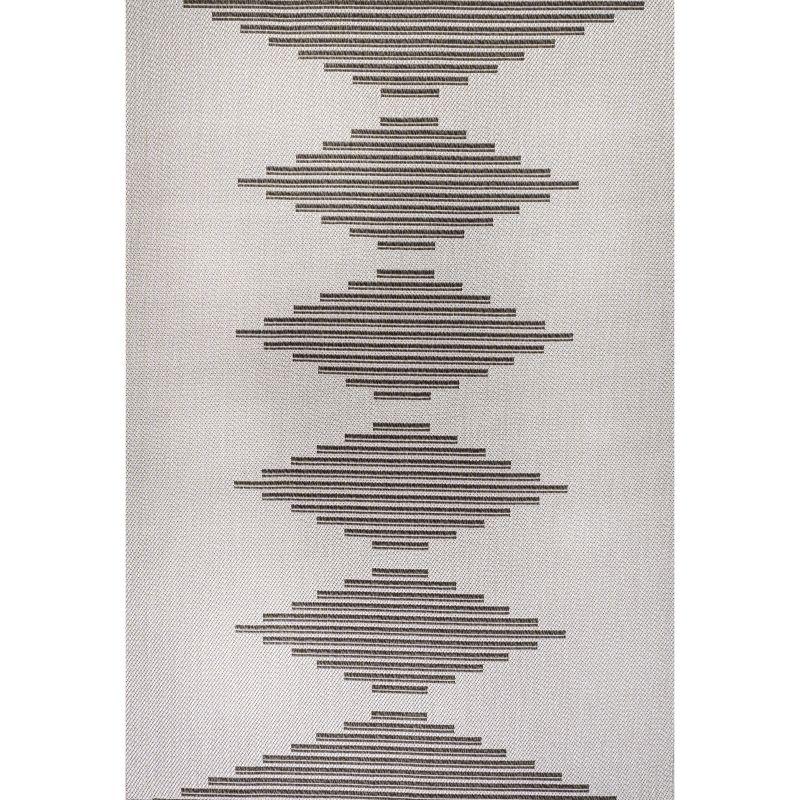 4' x 6' Vinales Diamond Stripe Indoor/Outdoor Area Rug, Light Gray/Black - JONATHAN Y