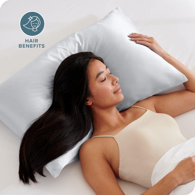 2 Pcs Standard - Envelope Silver Satin Pillowcase Set by Bare Home
