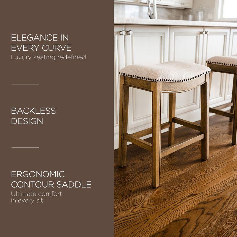 Maven Lane Maven Lane Adrien Backless Saddle Kitchen Stool with Fabric Upholstery