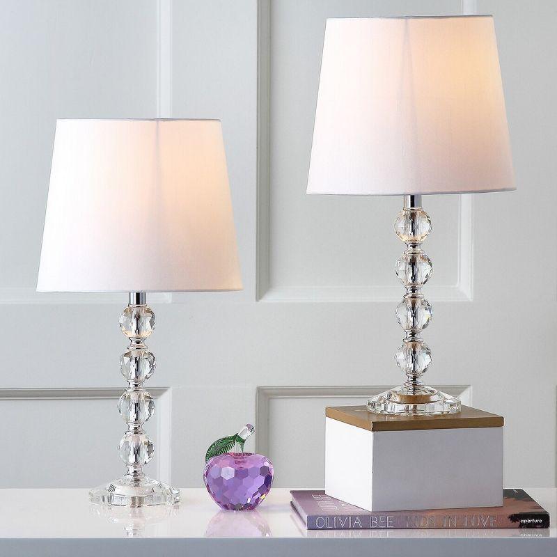 Nola 16" Clear Crystal Ball Table Lamp Set with White Shades