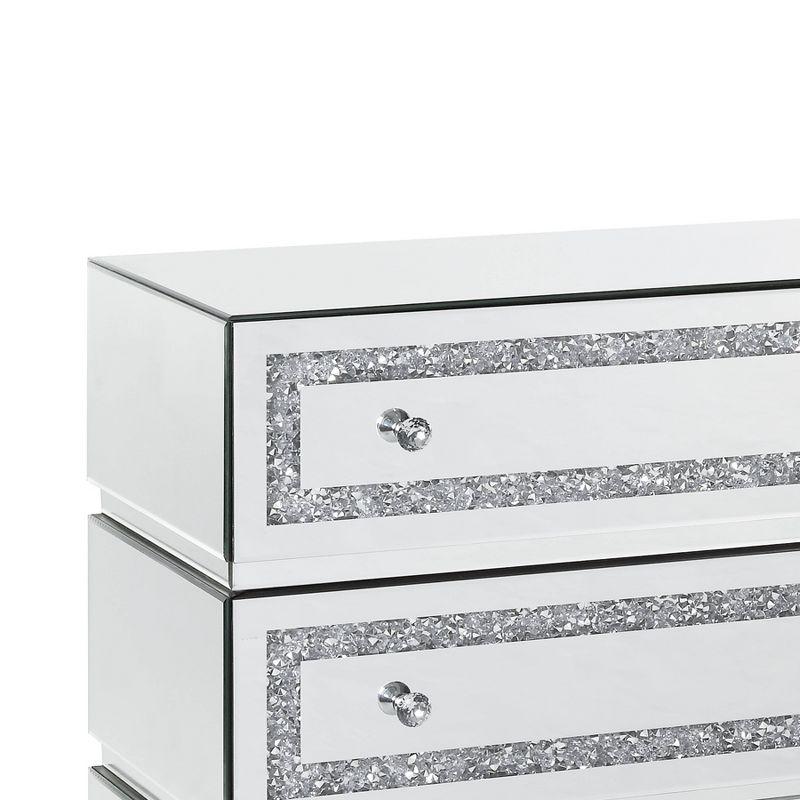 32" Noralie Decorative Storage Cabinet Mirrored, Faux Diamonds - Acme Furniture: Acrylic Surface, MDF Frame, No Assembly Required