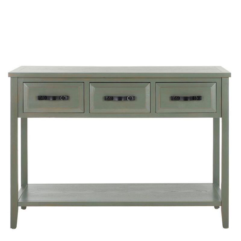 Transitional French Gray 3-Drawer Wood Console Table with Storage