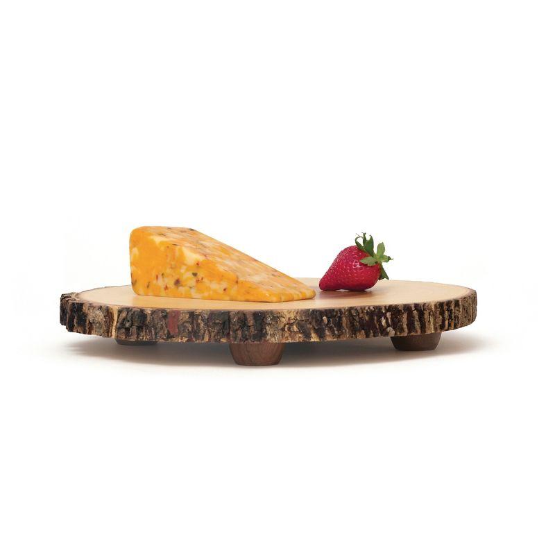 Rustic Acacia Wood Rectangular Footed Server Platter