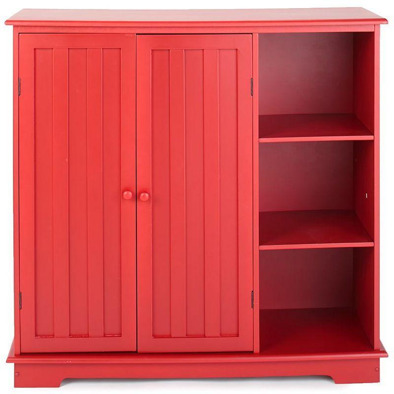 The Lakeside Collection Beadboard Wooden Storage Cabinets - Red