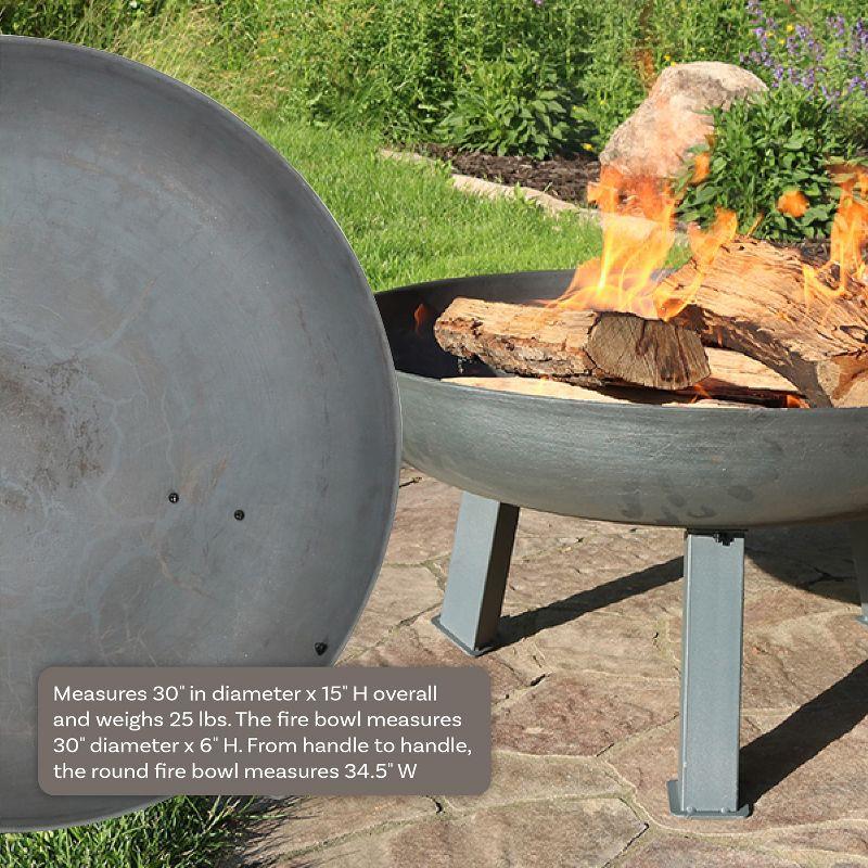 SunnyDaze Decor Union Round Wood-Burning Steel Finish Cast Iron Outdoor Raised Fire Pit Bowl