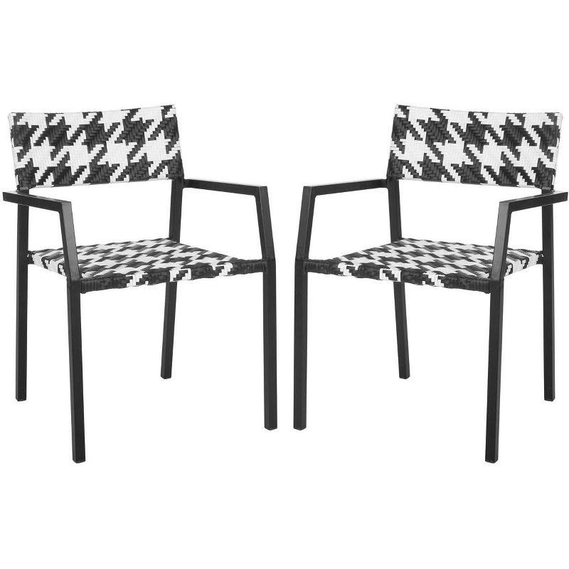 Halden Stackable Arm Chair (Set Of 2) - White/Black - Safavieh.