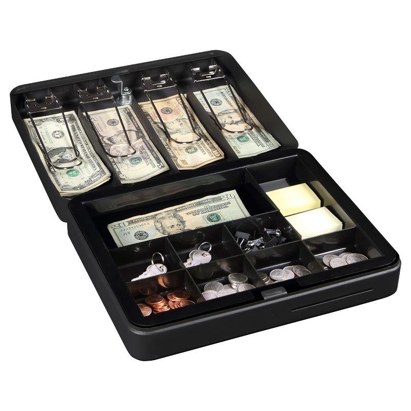 Honeywell Deluxe Steel Cash Box: Black Key Lock Safe with Removable Tray, 0.23 Volume, No Assembly Required