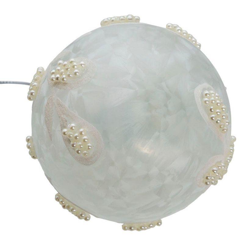 Kurt Adler 80mm Glass White Pearl 6-Piece Ball Ornament Set