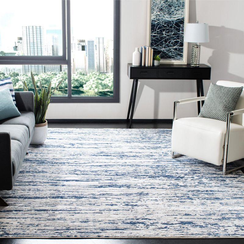 Amelia Grey/Navy 59" Square Hand-Knotted Easy Care Area Rug