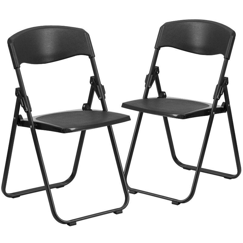 Set of 2 Contemporary Black Metal Armless Reception Chairs