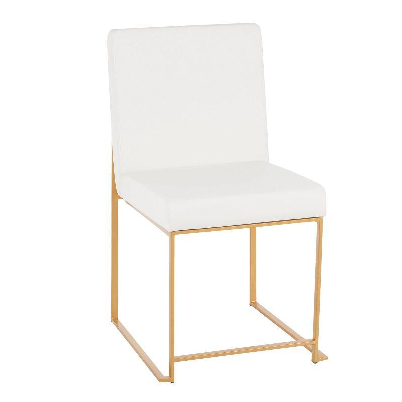 Fuji High Back Gold & White Faux Leather Dining Chair Set