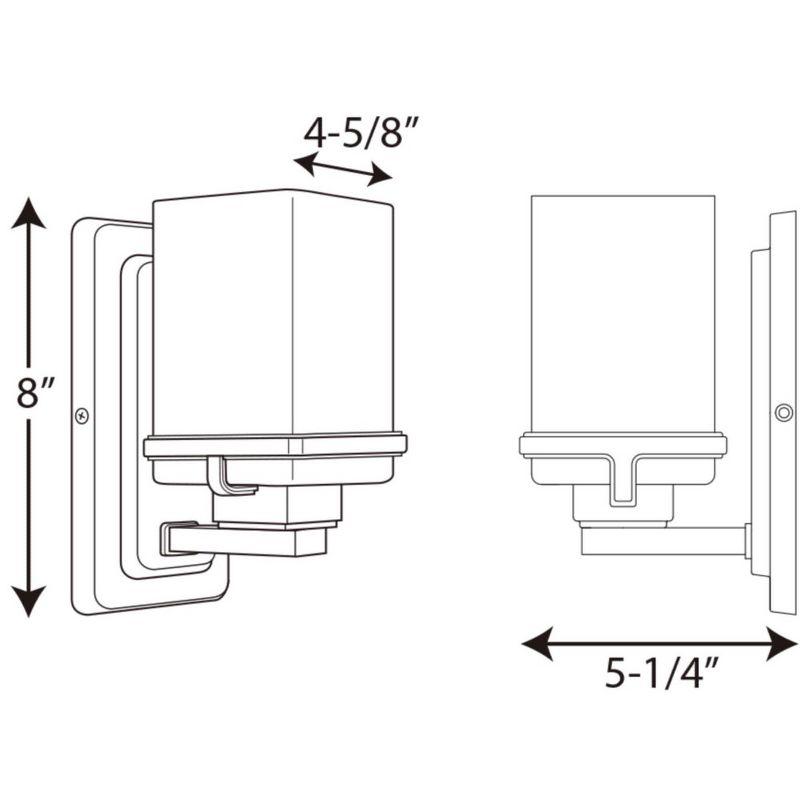 Progress Lighting Metric 1-Light Bath & Vanity, Steel, Polished Chrome, Etched Opal Glass Shade