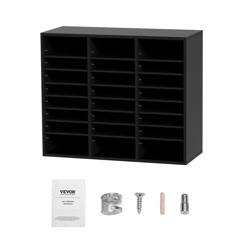 VEVOR Wood Literature Organizer, 24 Compartments, File Sorter with Removable Shelves, Mailboxes Slot for Office Home Classroom,EPA Certified