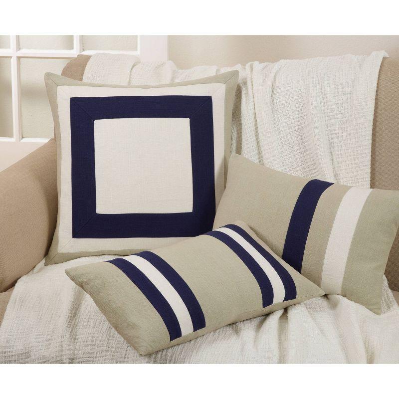 27" Natural Cotton Dual Band Throw Pillow