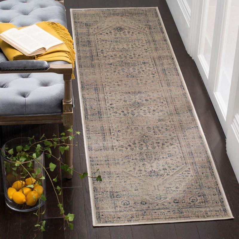 Vintage VTG123 Power Loomed Indoor Runner Rug - Stone/Blue - 2'2"x8' - Safavieh.