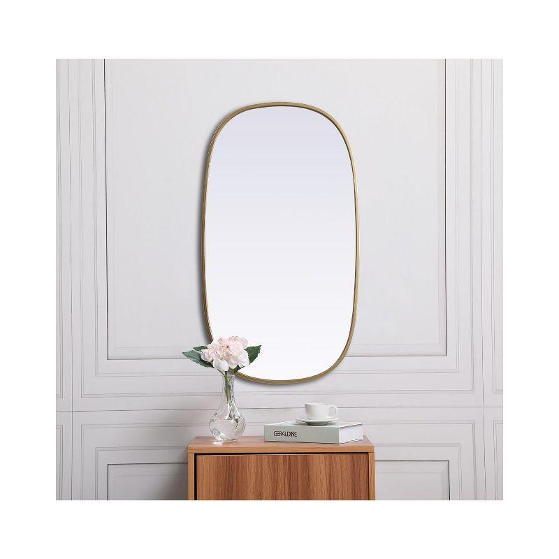 Elegant Lighting Metal Frame Oval Mirror 20x36 Inch in Brass