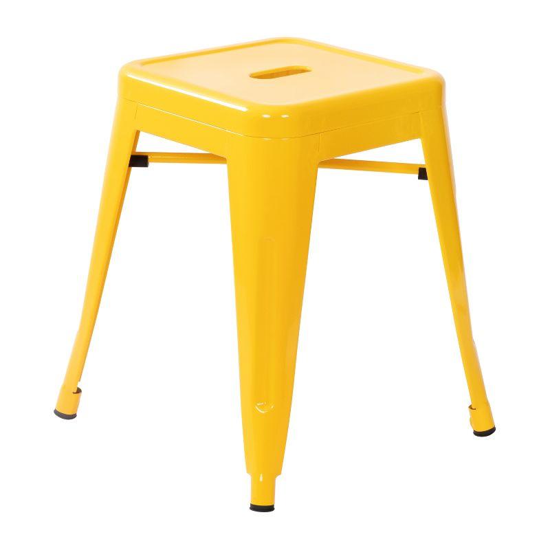 Yellow Stackable Metal Bistro Stools, Set of 4