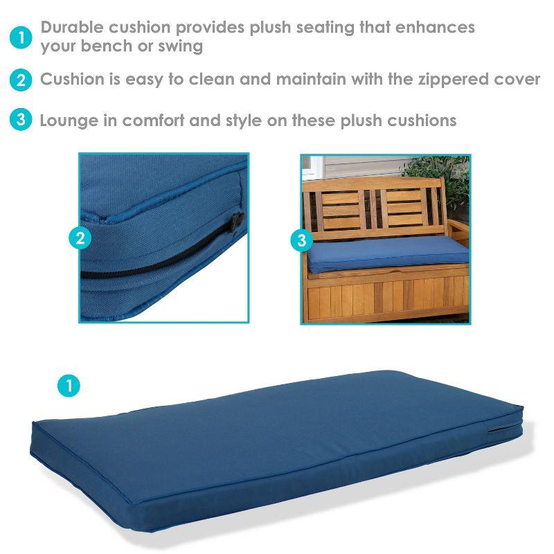 Sunnydaze Indoor/Outdoor Weather-Resistant Olefin Replacement Bench or Patio Swing Seat Cushion - 41" x 18" - Blue