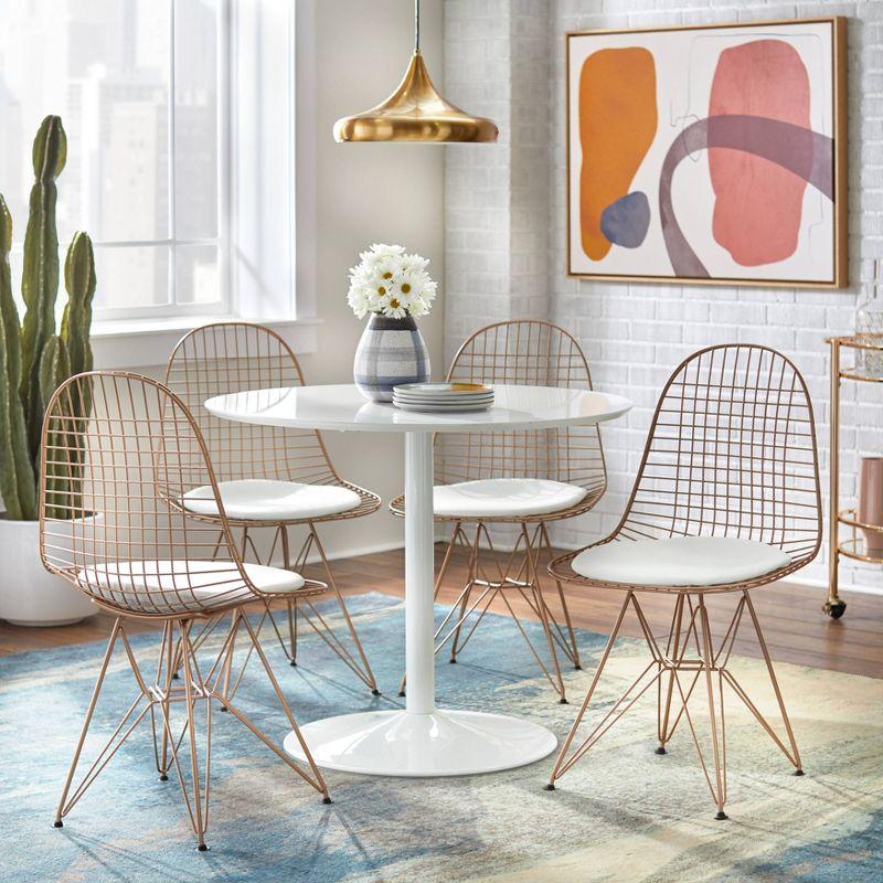 Buylateral Hillboro Seats 4 Modern Round Pedestal Base Dining Table Off White