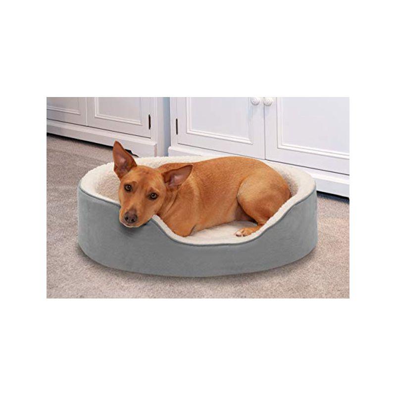 FurHaven Faux Sherpa & Suede Oval Dog Bed