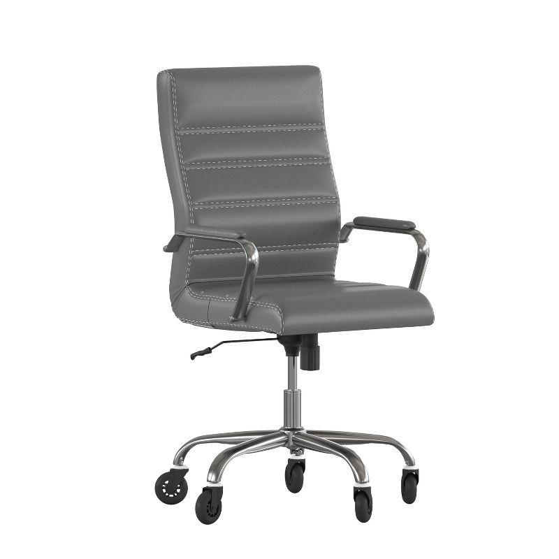 Flash Furniture Whitney High Back Executive Swivel Office Chair with Black Frame, Arms, and Transparent Roller Wheels