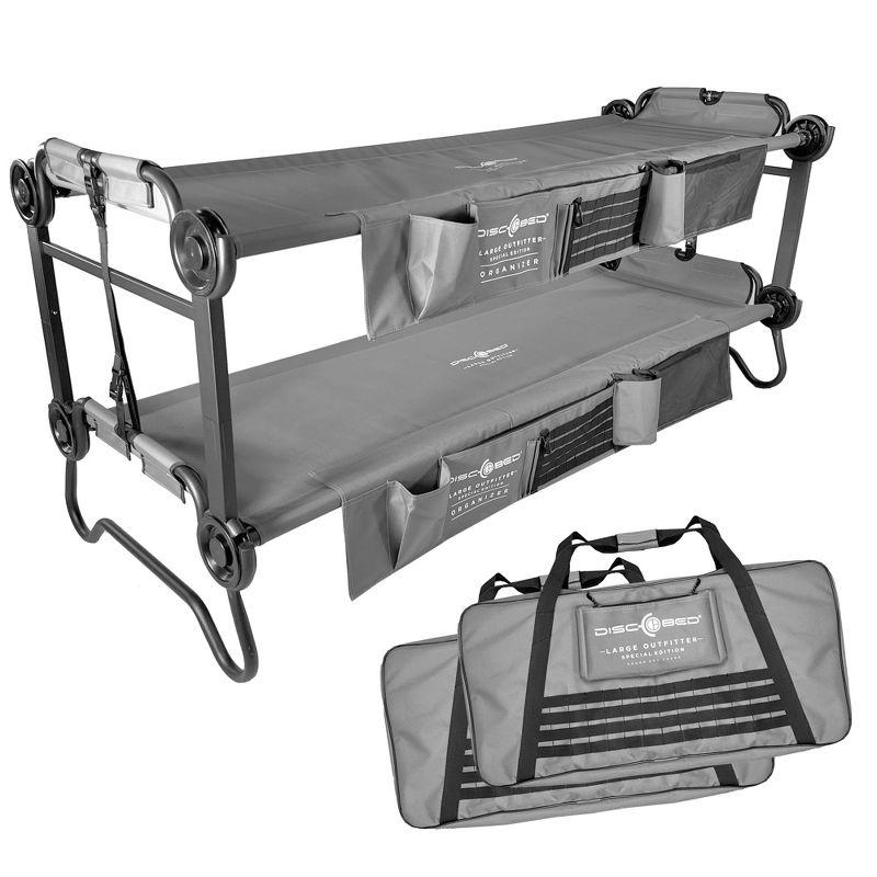 Large Gray Benchable Double Cot with Storage Organizers