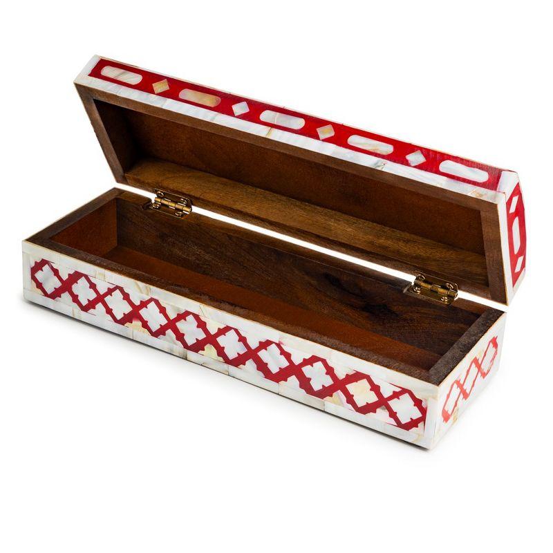 Burgundy Mother of Pearl Inlay Decorative Box, 12"