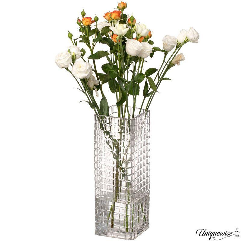 Uniquewise 12" Frosted Clear Glass Square Table Vase