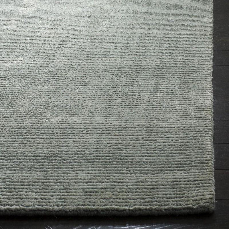 Light Blue Hand-Knotted Wool and Viscose Area Rug 6' x 9'