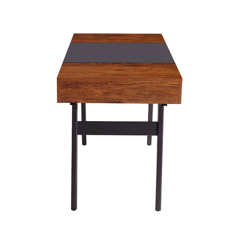 Techni Mobili Expandable Modern Desk with Storage Mahogany: Laminated MDF, Steel Frame, 5-Year Warranty