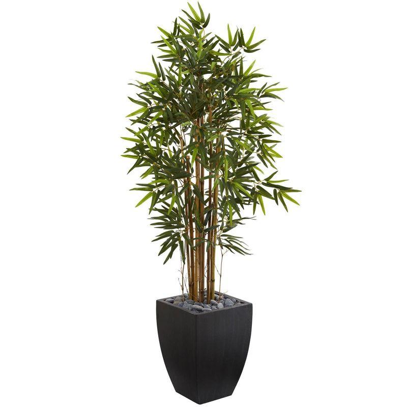 5ft Faux Bamboo Tree in Black Wash Planter