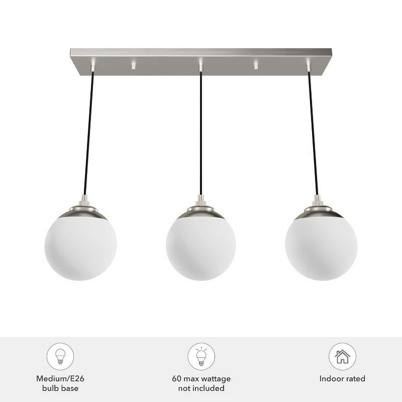 Hepburn 31'' Brushed Nickel Linear Cluster Pendant with White Glass Orbs