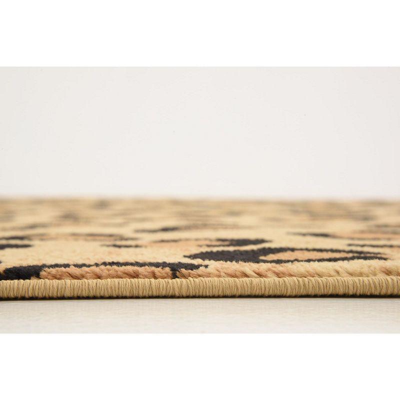Unique Loom Wildlife Collection Area Rug - Leopard (7' 10" Square Light Brown/Black)