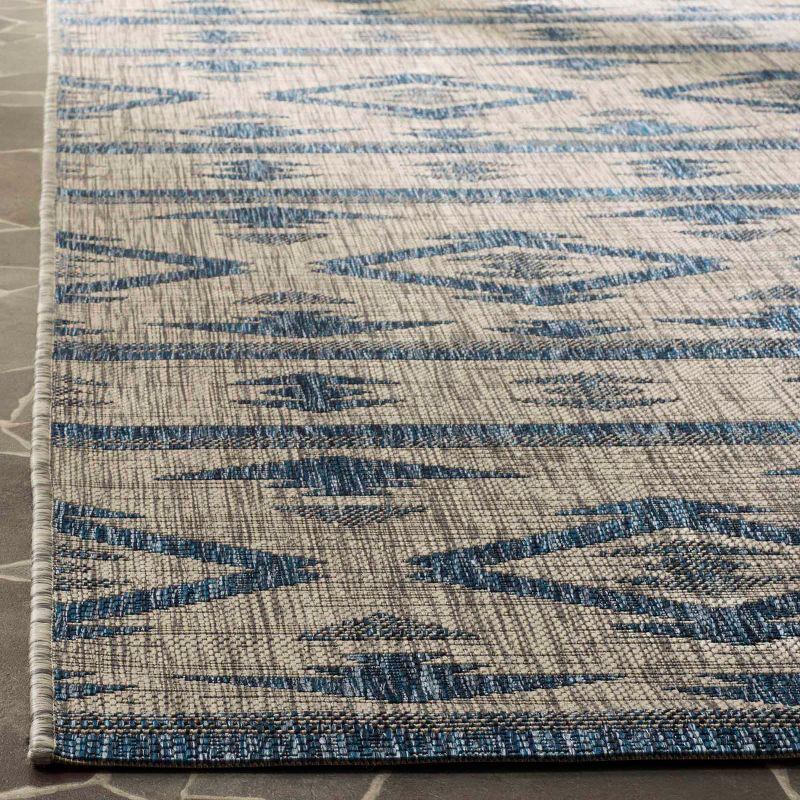 Luxurious Grey and Navy Rectangular Synthetic Outdoor Rug 8' x 11'