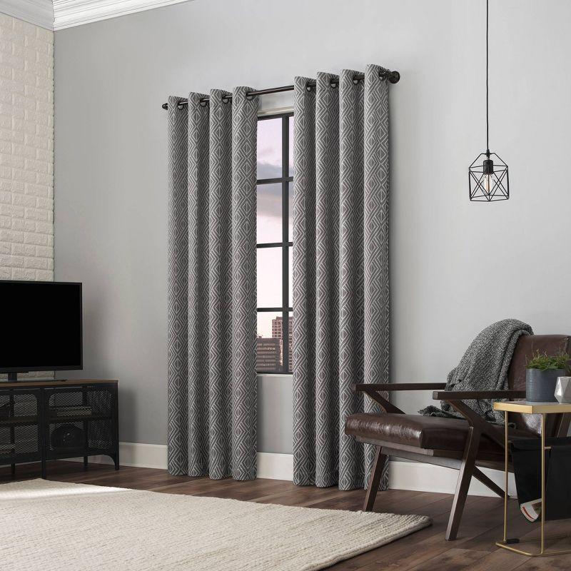 Gray Geometric Blackout Grommet Drape Panel