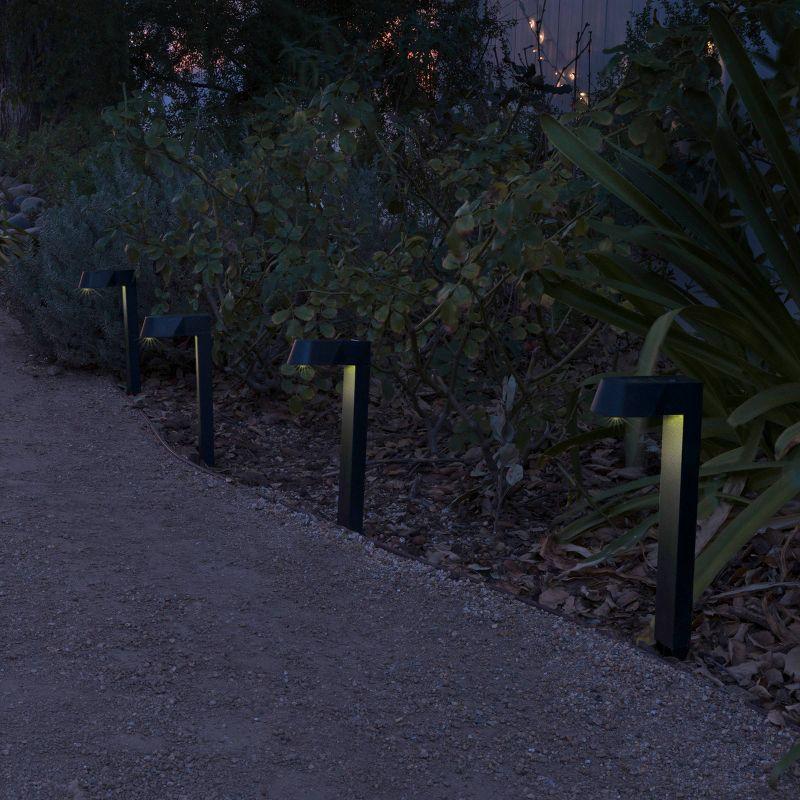 Set of 4 Black Solar LED Pathway Lights