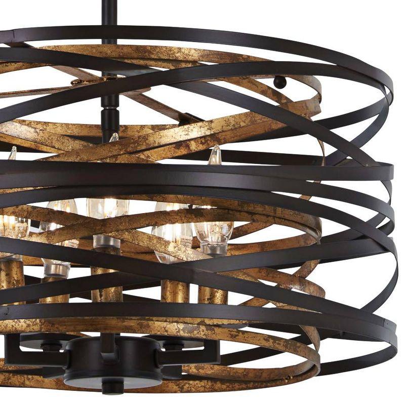 Minka Lavery Dark Bronze Mosaic Gold Pendant Chandelier 16" Wide Modern 5-Light Fixture for Dining Room House Foyer Kitchen Home